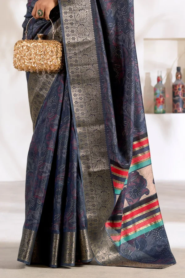 Jaguar Blue Soft Dola Silk Saree - Image 4