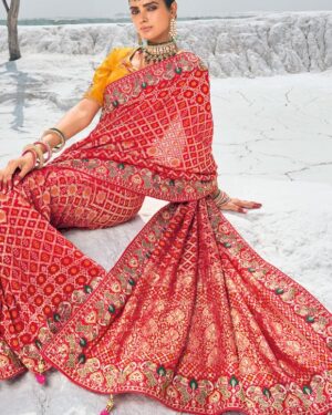 Fetching Red Wedding Wear Patola Saree