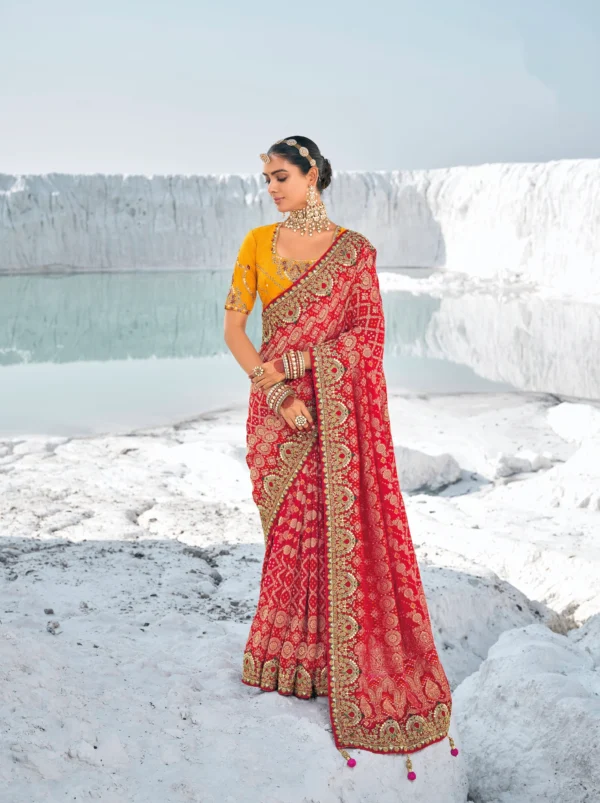 Pure Georgette Bandhani Patola Saree - Image 3