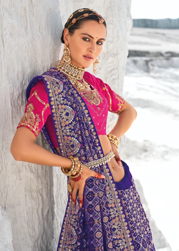 Georgette Wedding Bandhani Patola Saree - Image 4