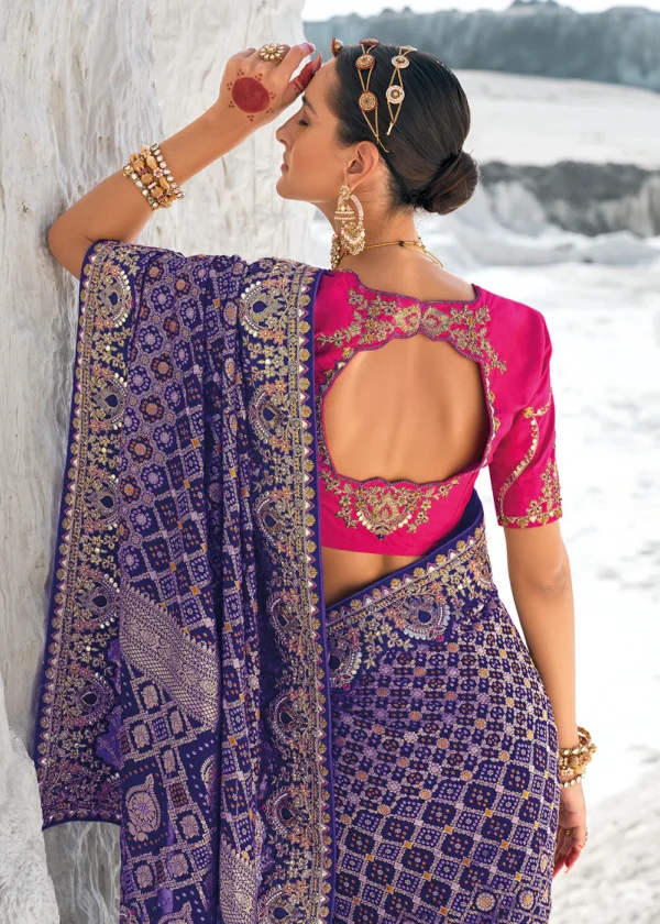 Georgette Wedding Bandhani Patola Saree - Image 3