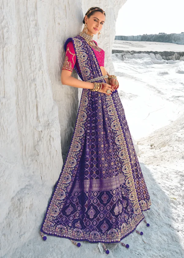 Georgette Wedding Bandhani Patola Saree - Image 2