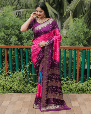 Pure Bandhej Silk Saree