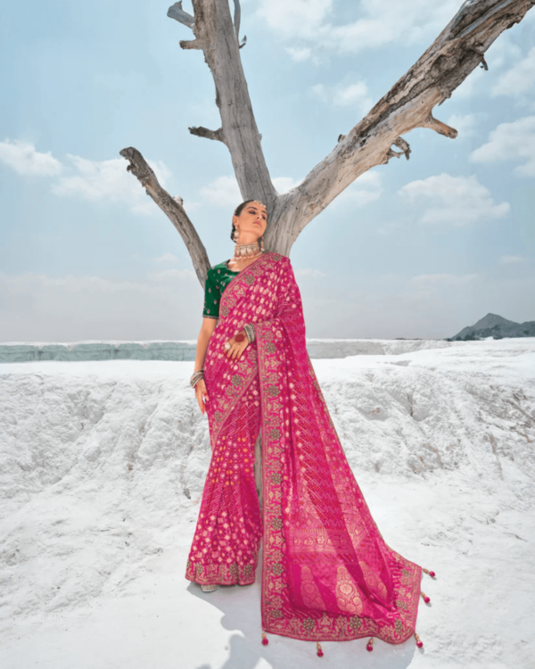 Georgette Bandhni Patola Bridal Saree