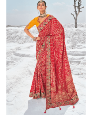 Fetching Red Wedding Wear Patola Saree