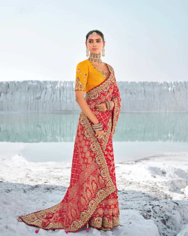 Pure Georgette Bandhani Patola Saree