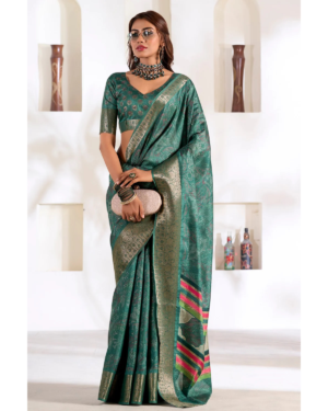 Green William Soft Dola Silk Saree