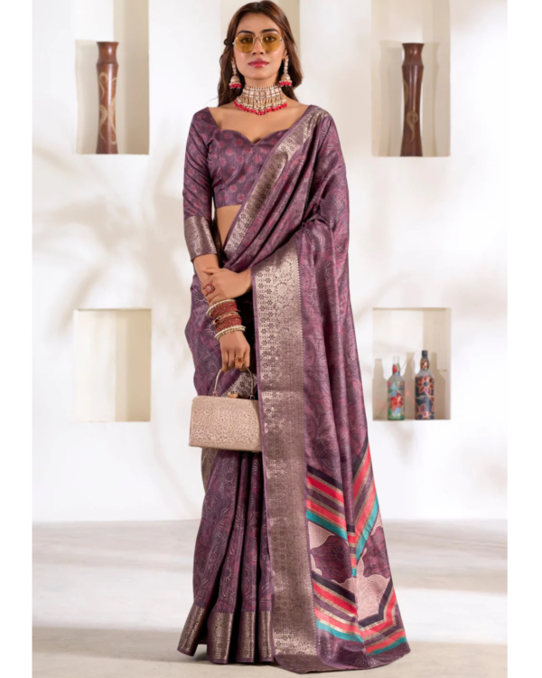 Rose Dust Purple Soft Dola Silk Saree for Weddings
