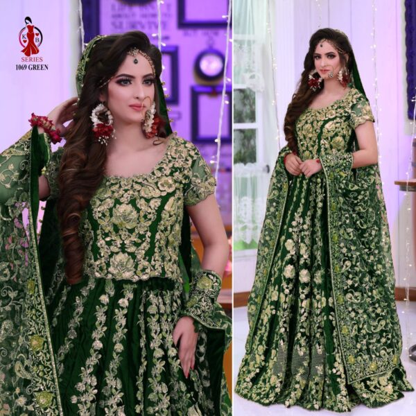 Velvet Bridal Lehenga - Image 4