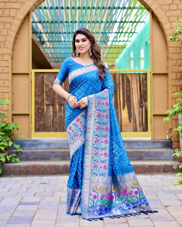 Bandhej Paithani Silk Saree - Image 6