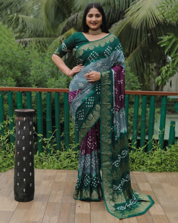 Pure Bandhej Silk Saree - Image 7