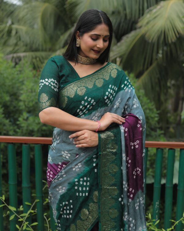 Pure Bandhej Silk Saree - Image 3