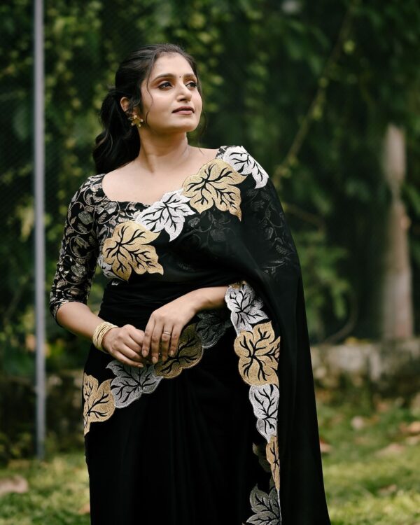 Sartin Chiffon Silk Saree - Image 2