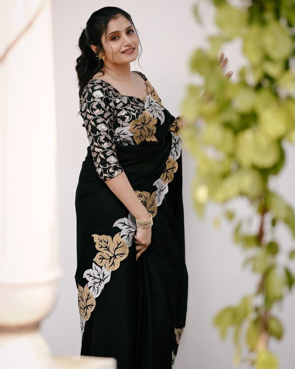 Sartin Chiffon Silk Saree - Image 3