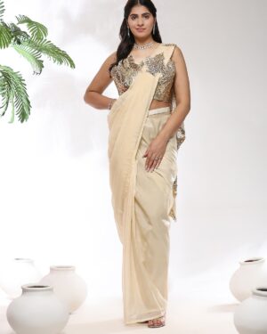Saree with Sequined Embroidery Silk