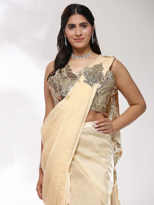 Saree with Sequined Embroidery Silk - Image 2