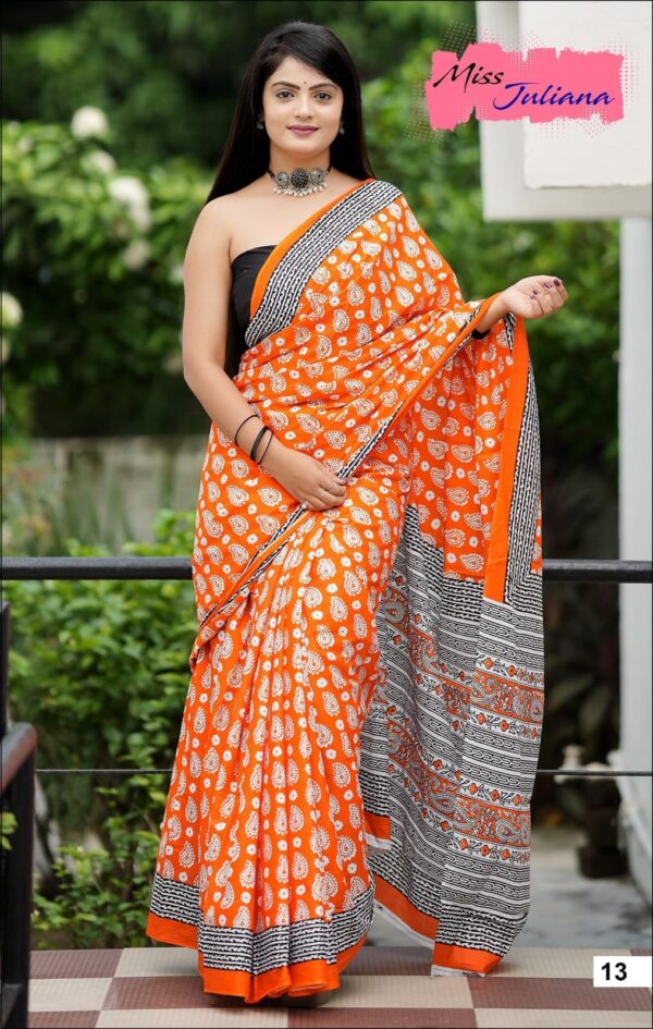 Printed Cotton Saree - Image 4