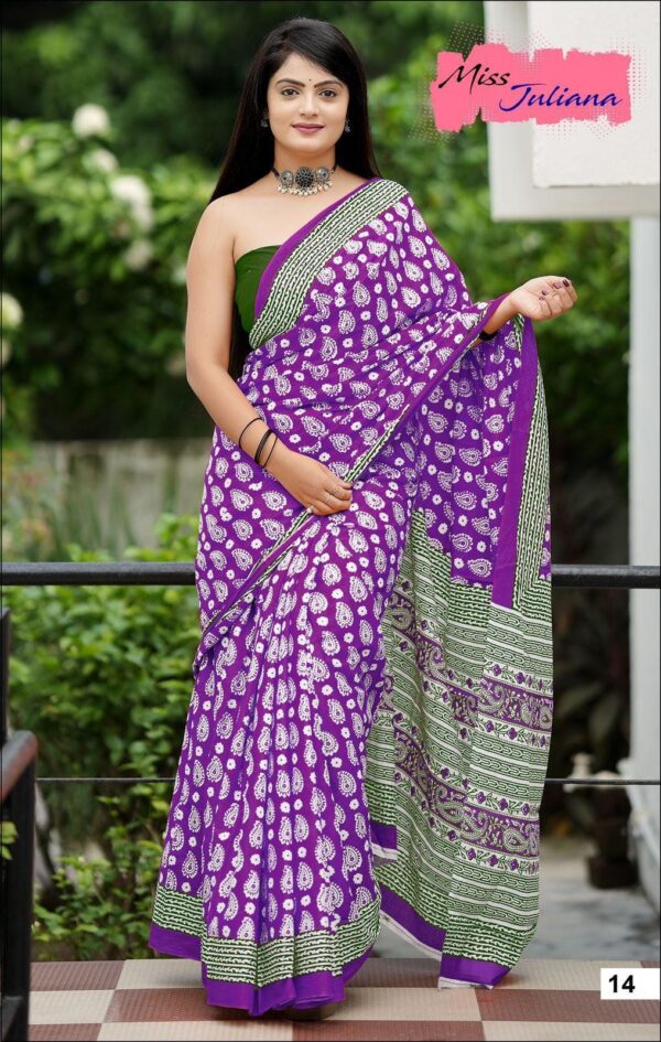Printed Cotton Saree - Image 2