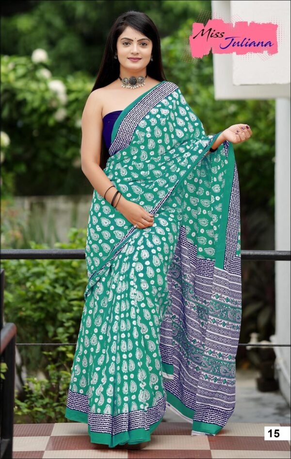 Printed Cotton Saree - Image 3