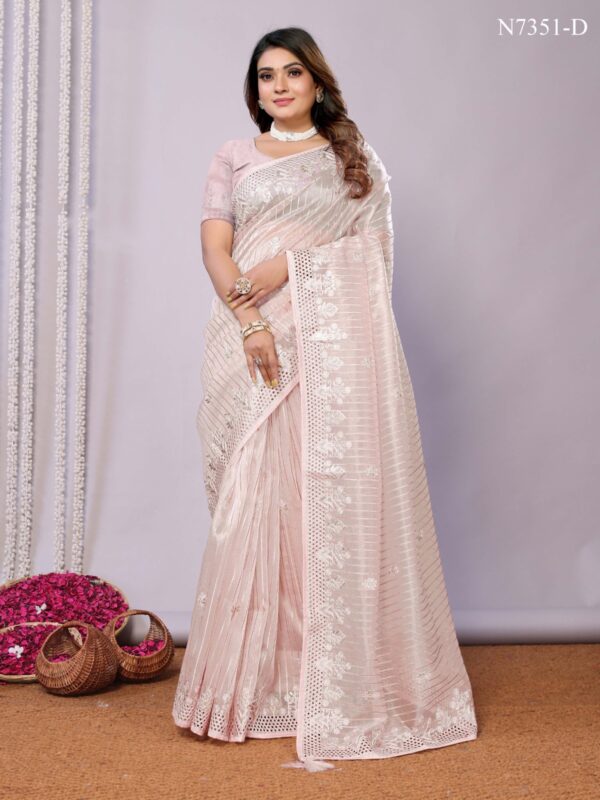 Silk Saree with Heavy Thread Embroidery - Image 2