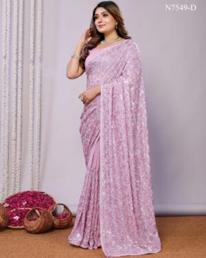 Pure Georgette Saree with Sequence Work