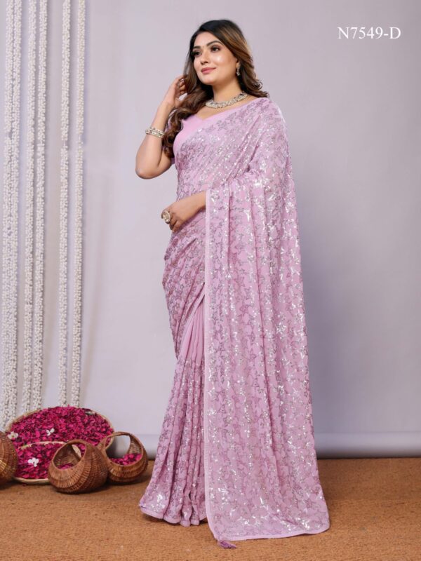 Pure Georgette Saree with Sequence Work - Image 2