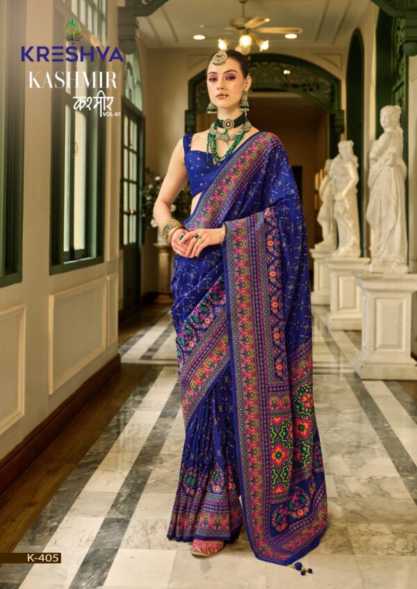 Majestic Kashmiri Design Silk Saree - Image 7