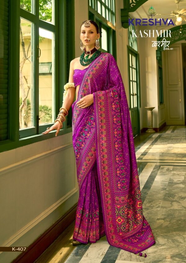 Majestic Kashmiri Design Silk Saree - Image 8