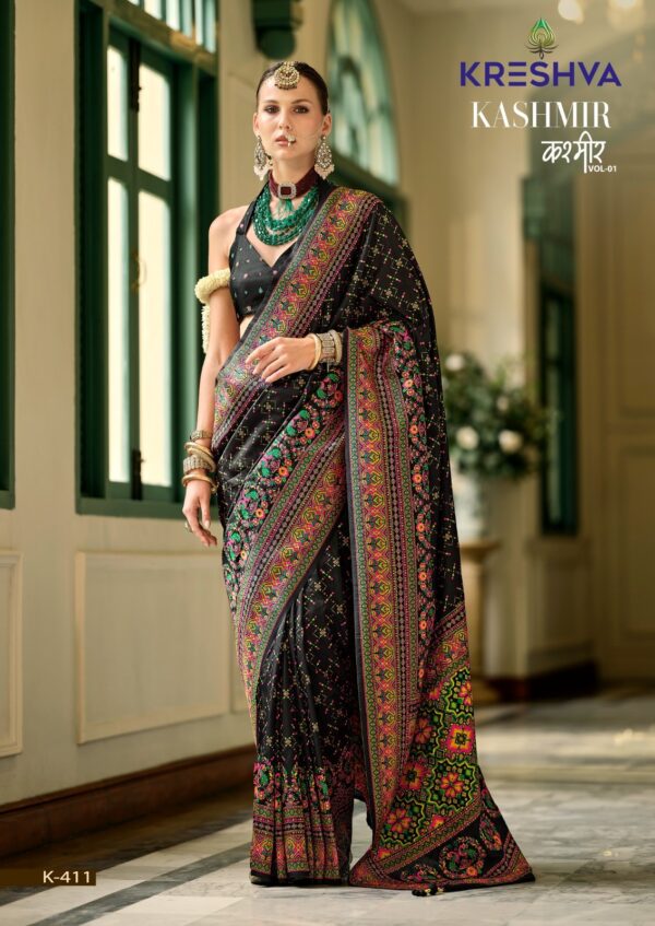 Majestic Kashmiri Design Silk Saree - Image 2
