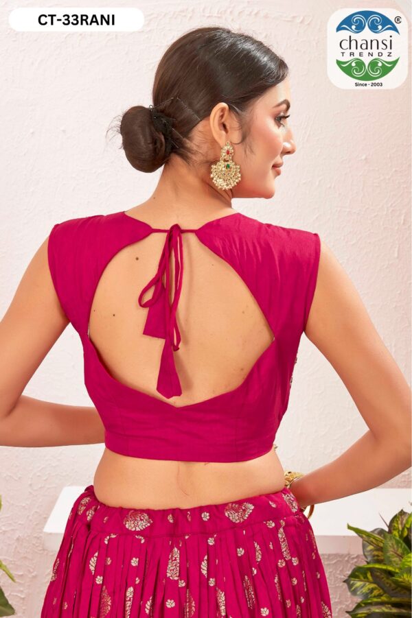 Red Jacquard Dola Silk Lehenga - Image 3