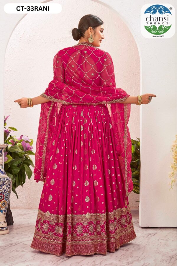 Red Jacquard Dola Silk Lehenga - Image 2