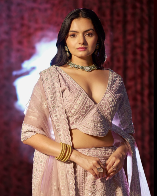 Lilac Silk Lehenga - Image 4