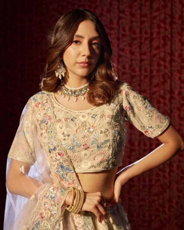 White Georgette Lehenga - Image 2