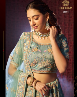 Turquoise Organza Lehenga
