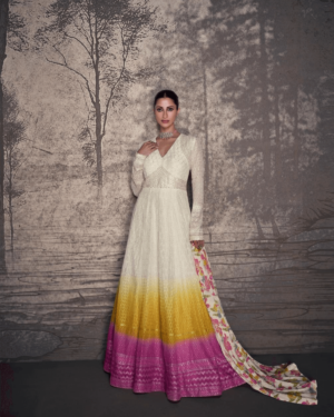 Lucknavi Embroidered in Real Georgette