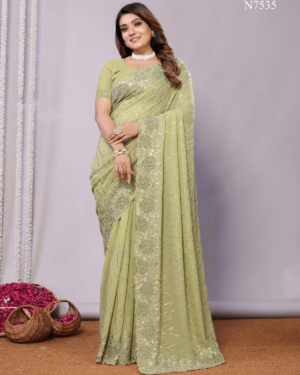 Pure Georgette Saree with Heavy Embroidery