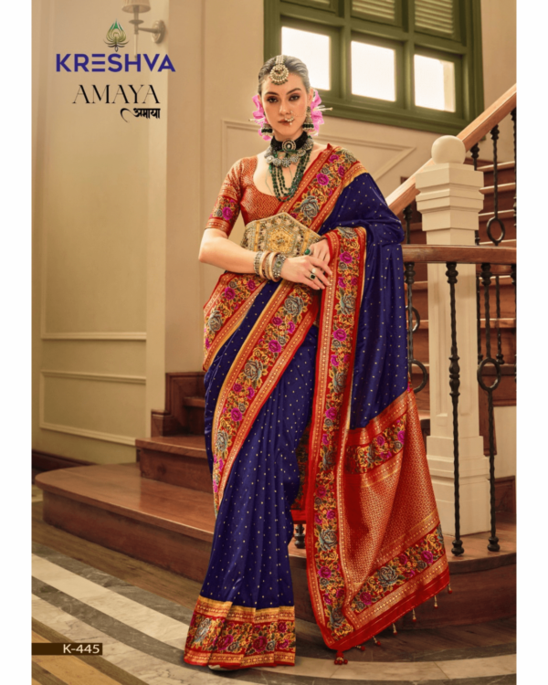 Kreshva Amaya Collection Super Banarasi P.V. Silk Saree with Jacquard Weaving Butti