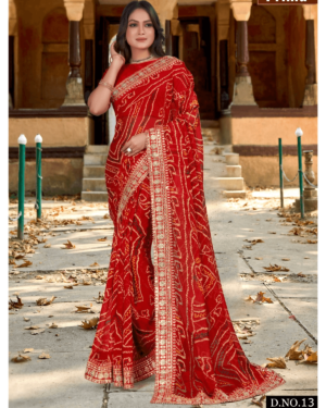 Prima Bandhani Georgette Saree
