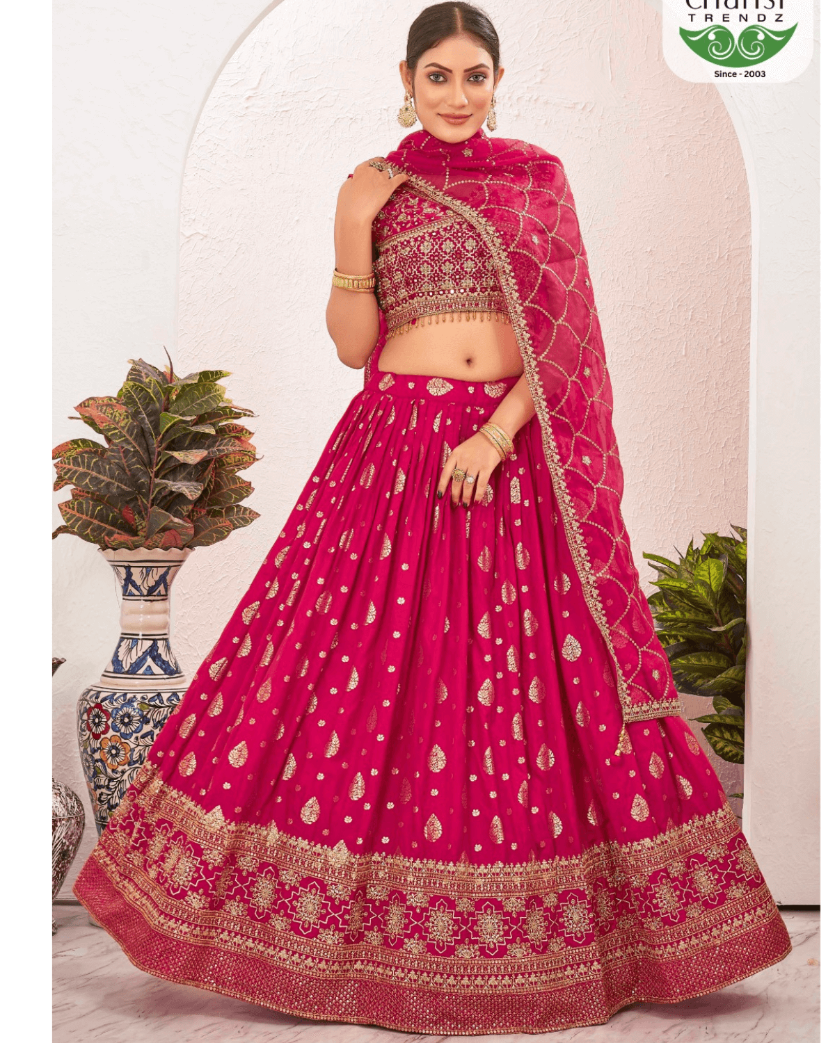 Elegant Red Jacquard Dola Silk Ready-to-Wear Lehenga with Embroidered Organza Dupatta