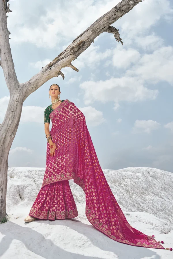 Georgette Bandhni Patola Bridal Saree - Image 2
