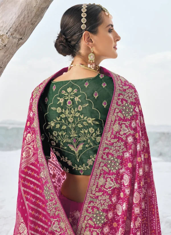 Georgette Bandhni Patola Bridal Saree - Image 3